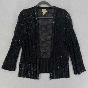 Vintage Judith Anne Creations Heavily Beaded 100% Silk‎ Jacket Sequin Womens XS